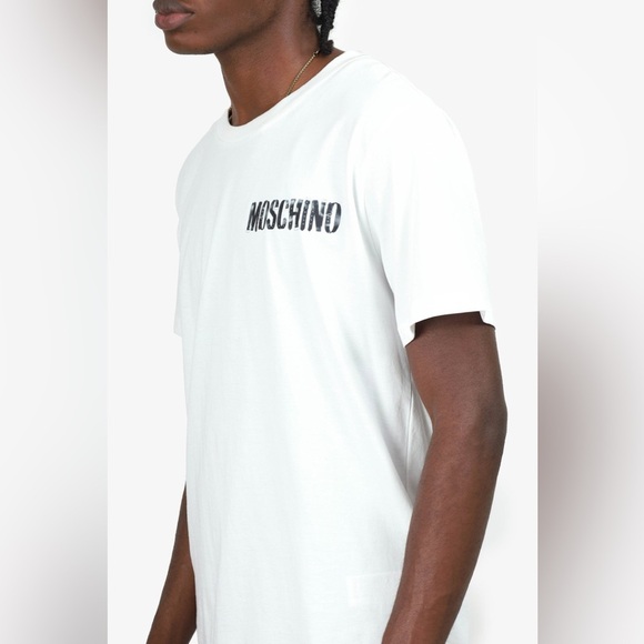 Authentic MOSCHINO COUTURE WHITE COTTON BELT LOGO T SHIRT - Picture 2 of 4